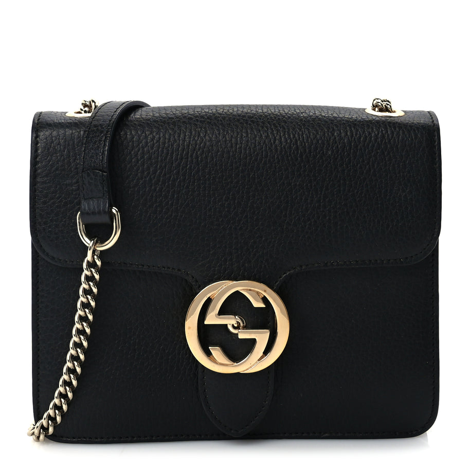 Gucci Dollar Calfskin Small Interlocking G Shoulder Bag Black Image 1