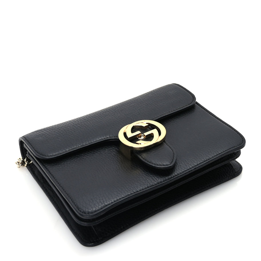 Gucci Dollar Calfskin Small Interlocking G Shoulder Bag Black Image 3