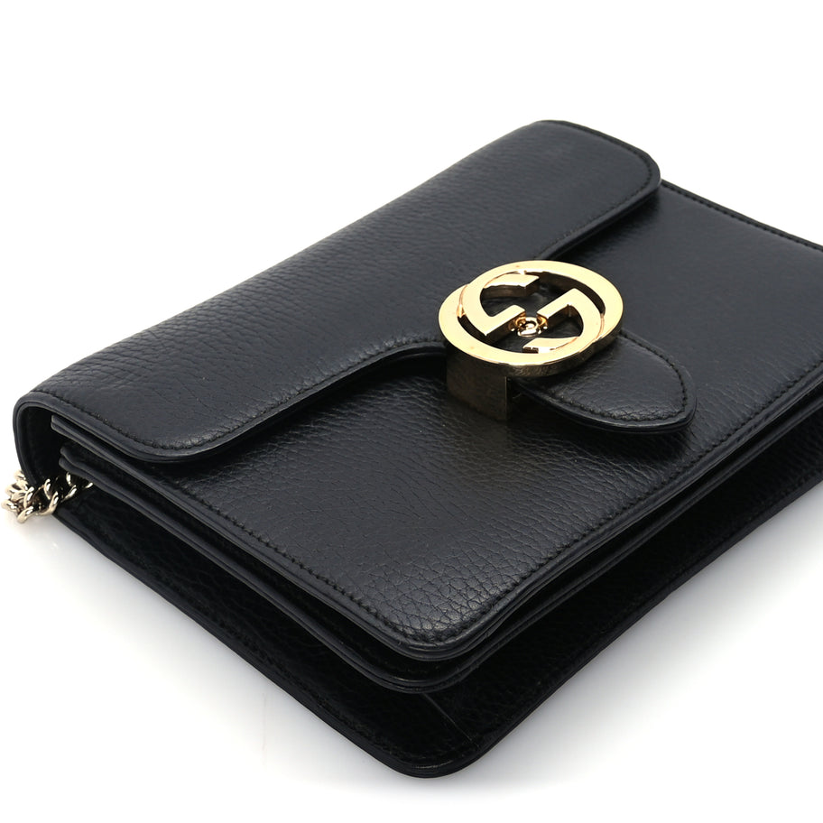 Gucci Dollar Calfskin Small Interlocking G Shoulder Bag Black Image 7