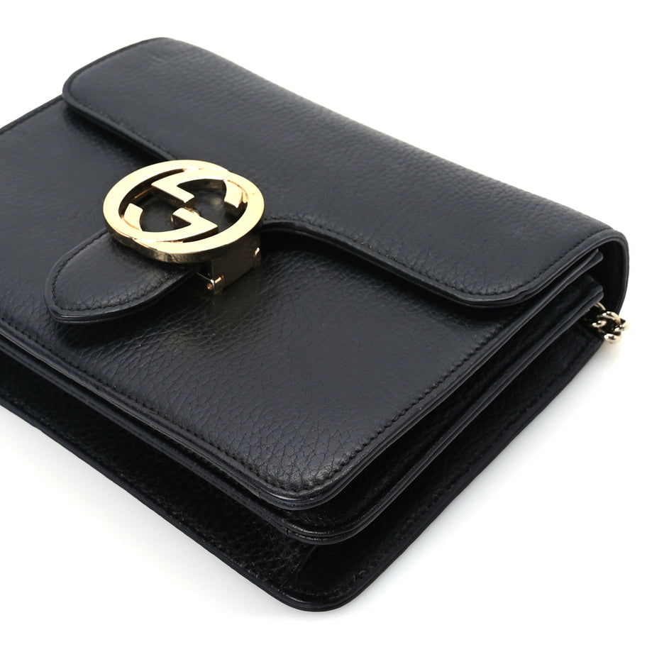 Gucci Dollar Calfskin Small Interlocking G Shoulder Bag Black Image 8