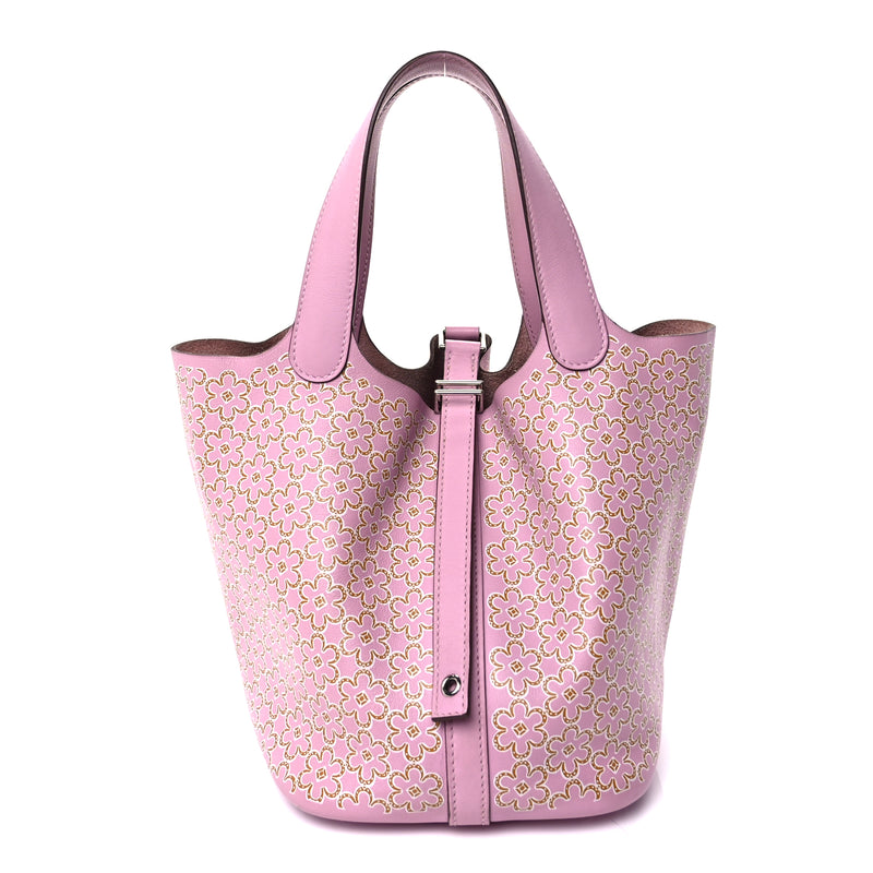 Hermes Swift Lucky Daisy Picotin Lock 18 PM  Mauve Sylvestre