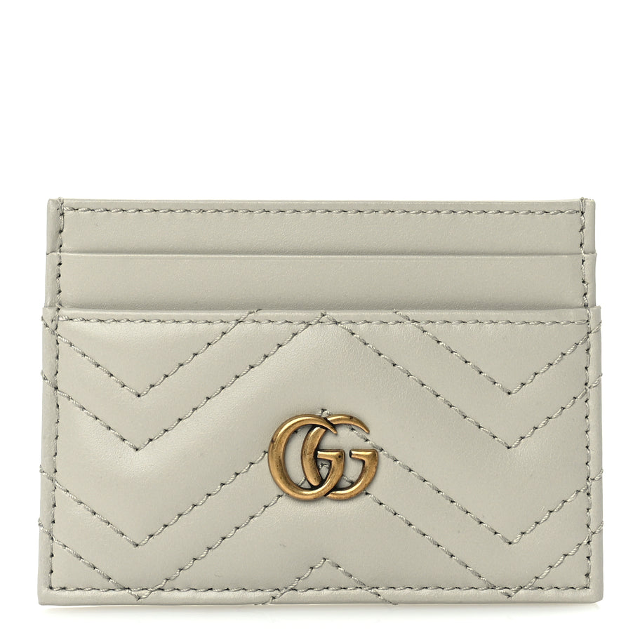 Gucci Calfskin Matelasse GG Marmont Card Holder  Light Grey Image 1