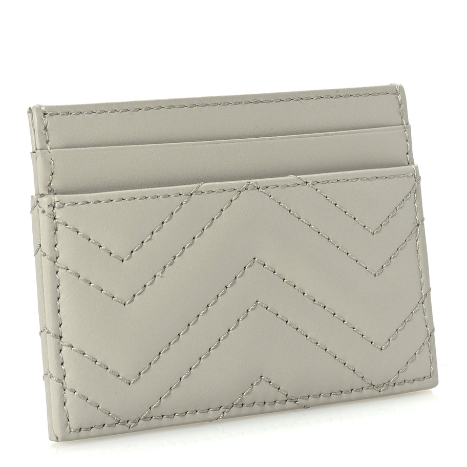 Gucci Calfskin Matelasse GG Marmont Card Holder  Light Grey Image 3