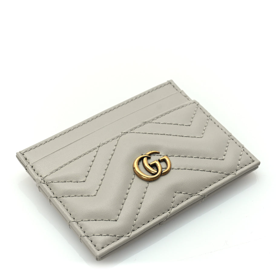 Gucci Calfskin Matelasse GG Marmont Card Holder  Light Grey Image 4