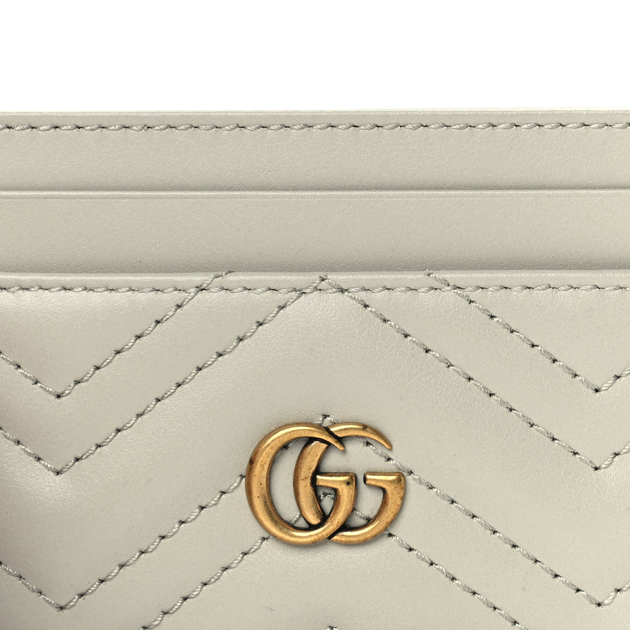 Gucci Calfskin Matelasse GG Marmont Card Holder  Light Grey Image 5