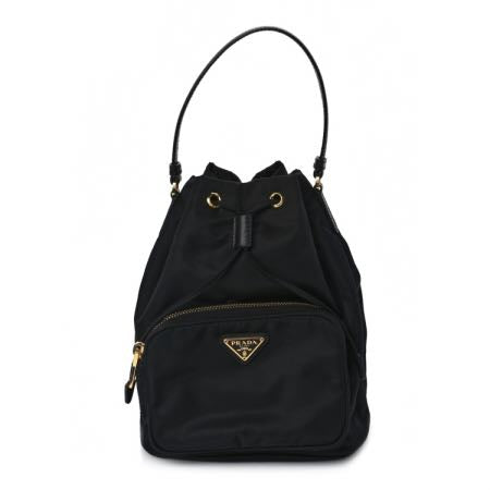 Prada Saffiano Tessuto Nylon Mini Bucket Crossbody Bag Black Image 3
