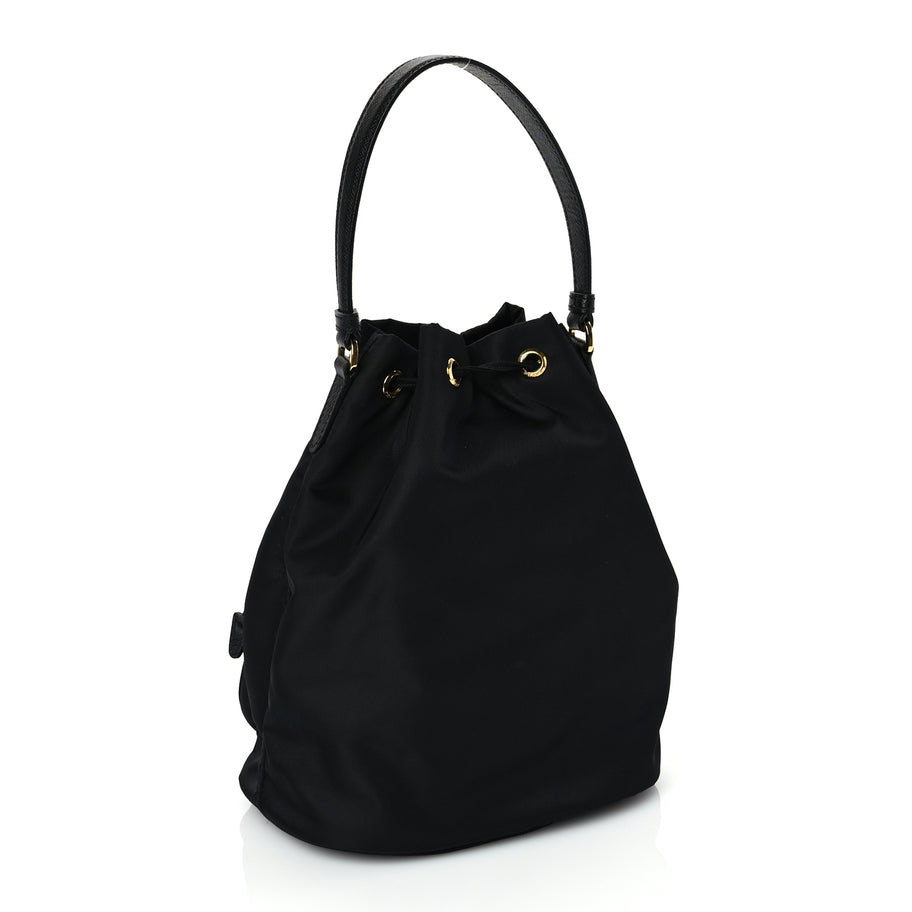Prada Saffiano Tessuto Nylon Mini Bucket Crossbody Bag Black Image 4