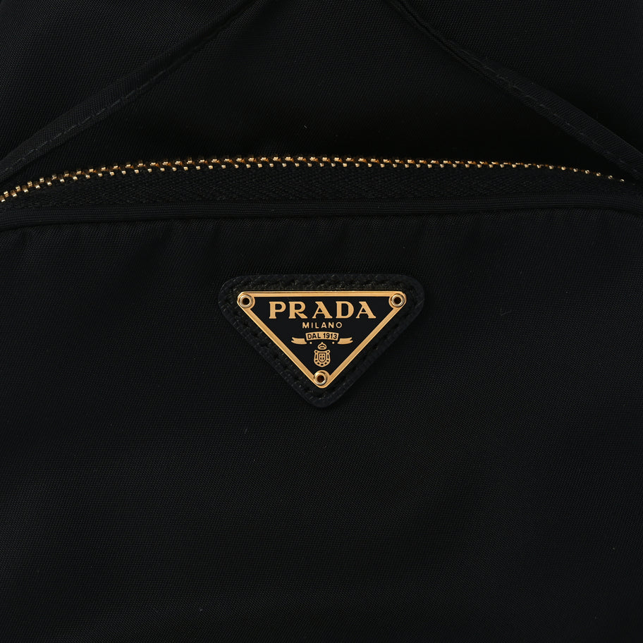 Prada Saffiano Tessuto Nylon Mini Bucket Crossbody Bag Black Image 12