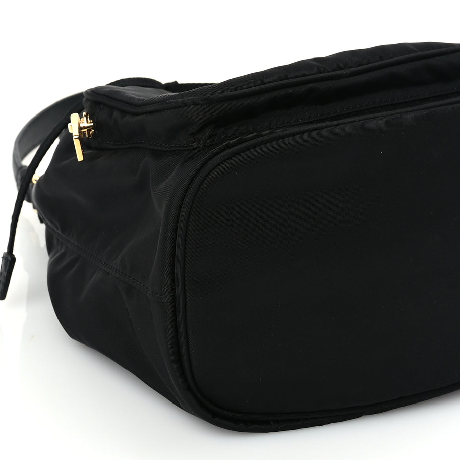 Prada Saffiano Tessuto Nylon Mini Bucket Crossbody Bag Black Image 13