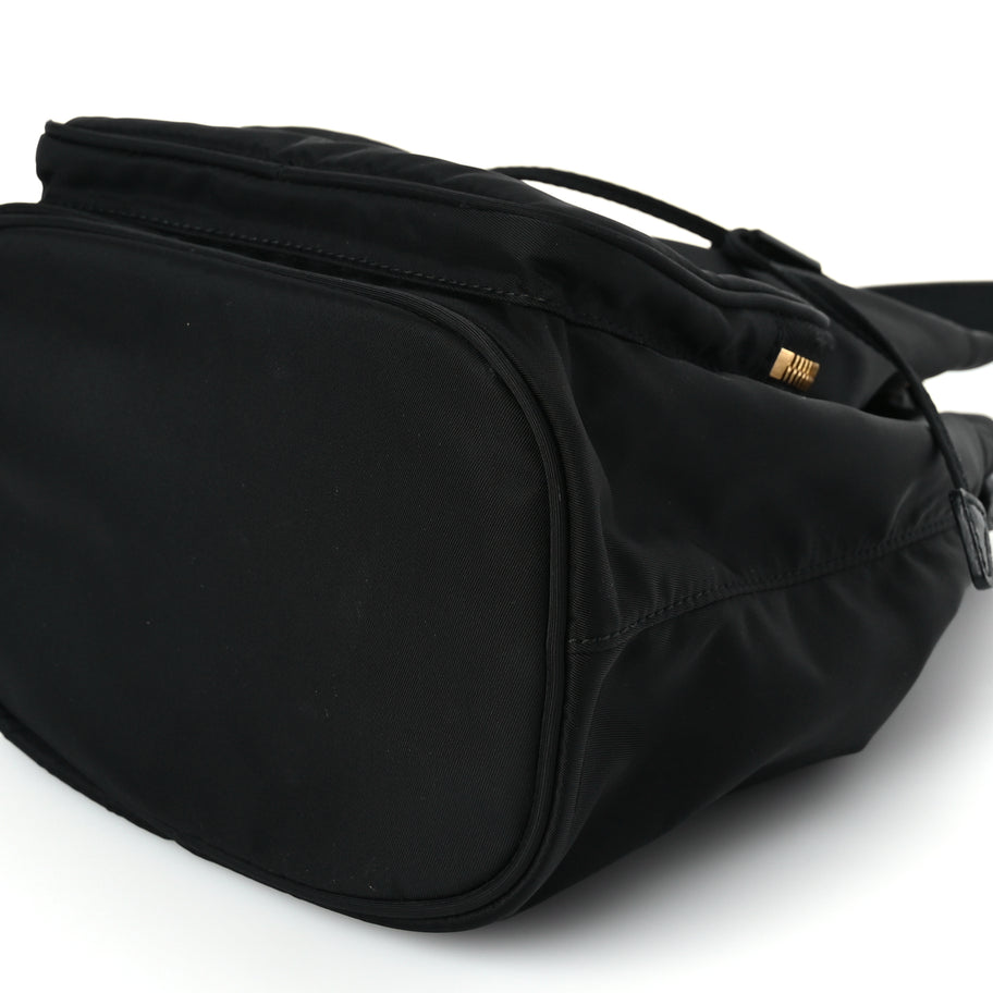 Prada Saffiano Tessuto Nylon Mini Bucket Crossbody Bag Black Image 14