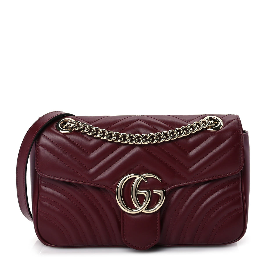 Gucci Calfskin Matelasse Small GG Marmont Shoulder Bag  Rosso Ancora Image 1