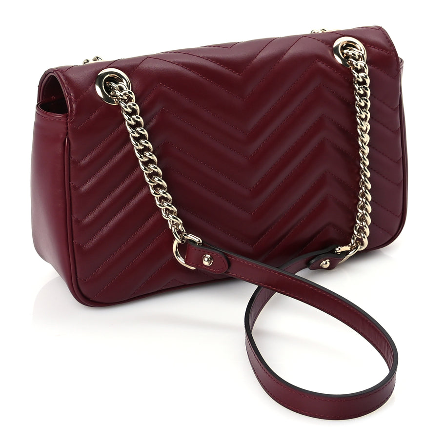 Gucci Calfskin Matelasse Small GG Marmont Shoulder Bag  Rosso Ancora Image 2