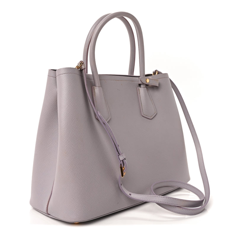  Prada Saffiano Cuir Small Double Bag Glicine