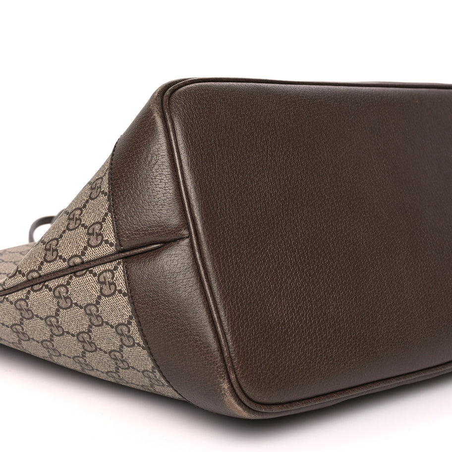 Gucci GG Supreme Monogram Textured Dollar Calfskin Web Large Ophidia Tote Beige Ebony New Acero Image 9