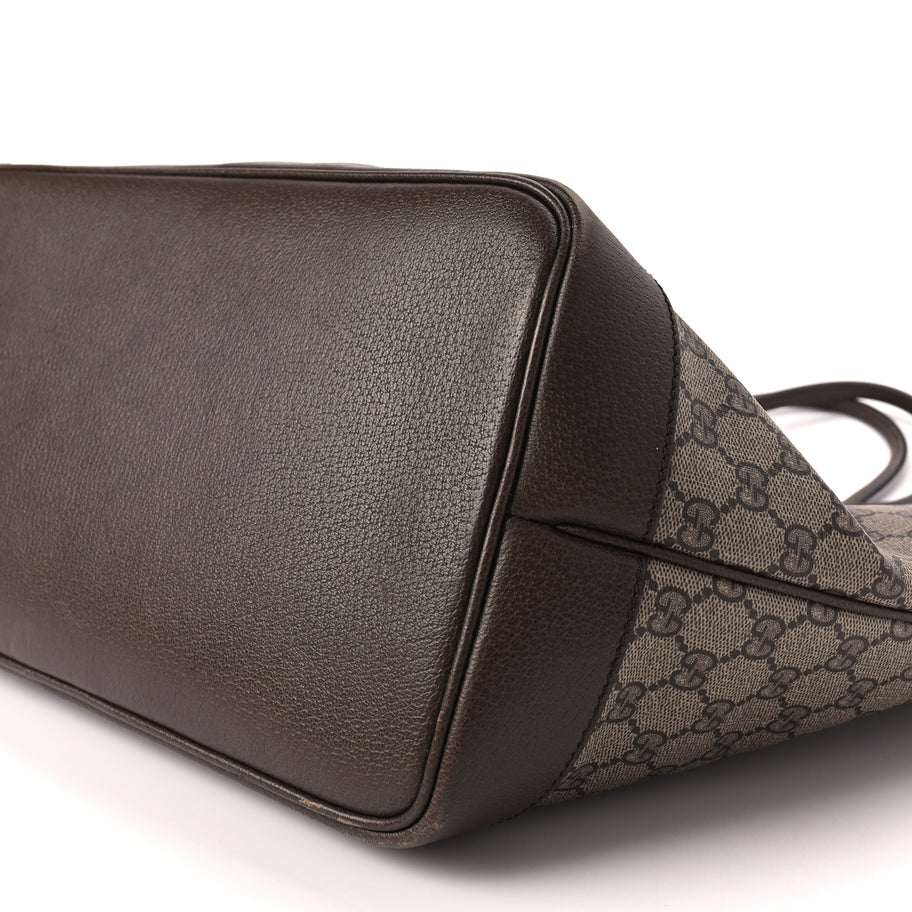 Gucci GG Supreme Monogram Textured Dollar Calfskin Web Large Ophidia Tote Beige Ebony New Acero Image 10