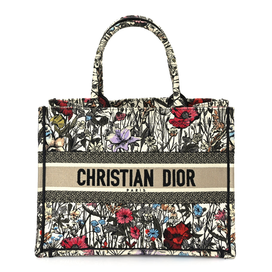 Christian Dior Canvas Embroidered Medium Mille Fleurs Book Tote Multicolor Image 1