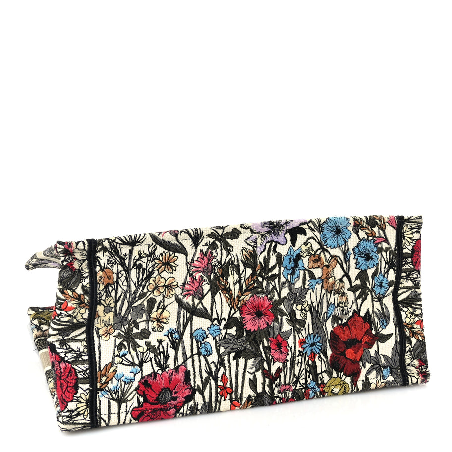 Christian Dior Canvas Embroidered Medium Mille Fleurs Book Tote Multicolor Image 3
