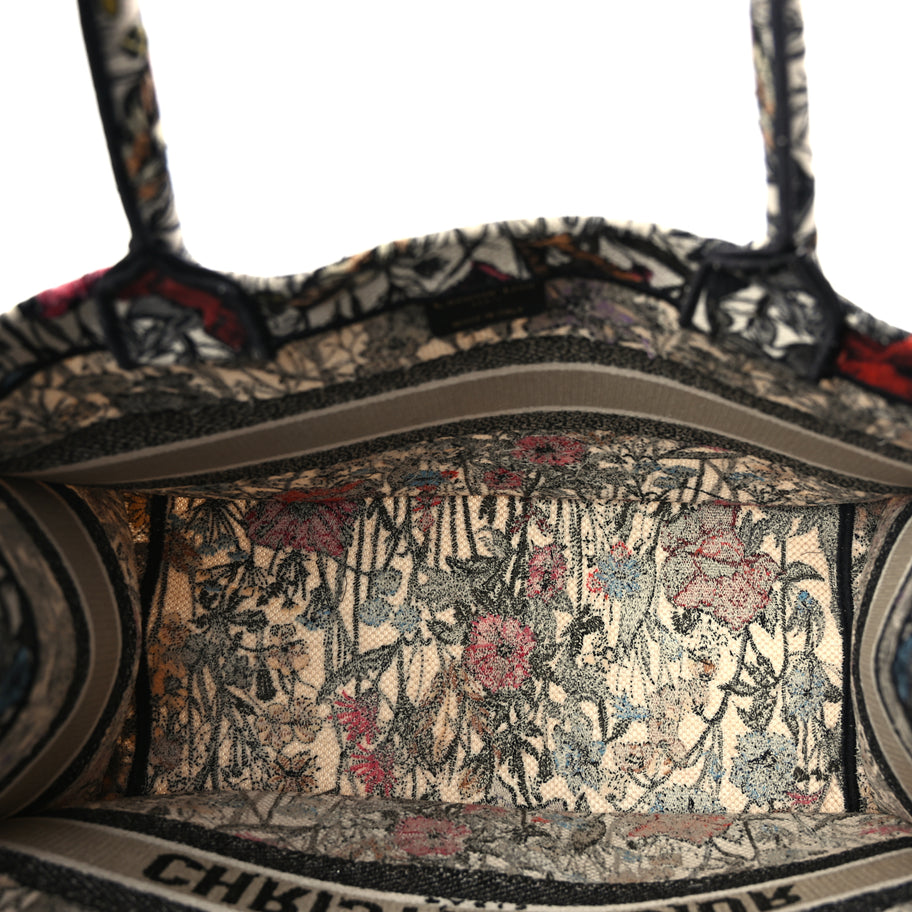 Christian Dior Canvas Embroidered Medium Mille Fleurs Book Tote Multicolor Image 4