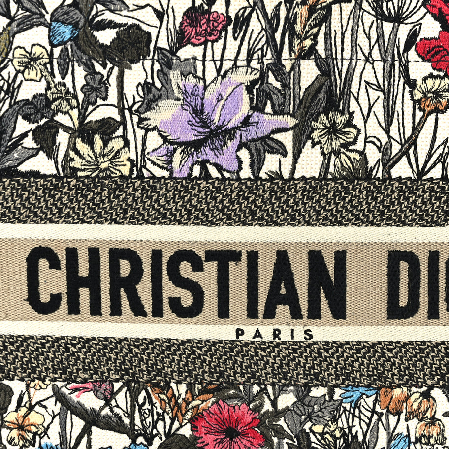 Christian Dior Canvas Embroidered Medium Mille Fleurs Book Tote Multicolor Image 6
