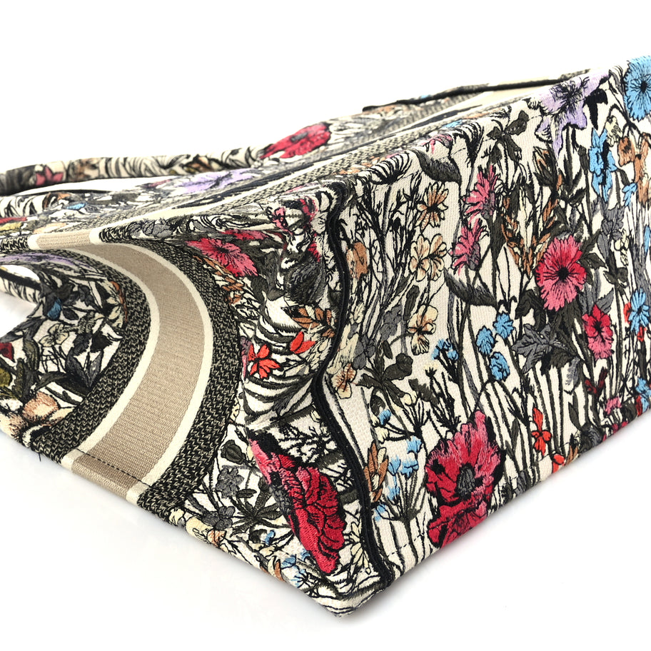 Christian Dior Canvas Embroidered Medium Mille Fleurs Book Tote Multicolor Image 7