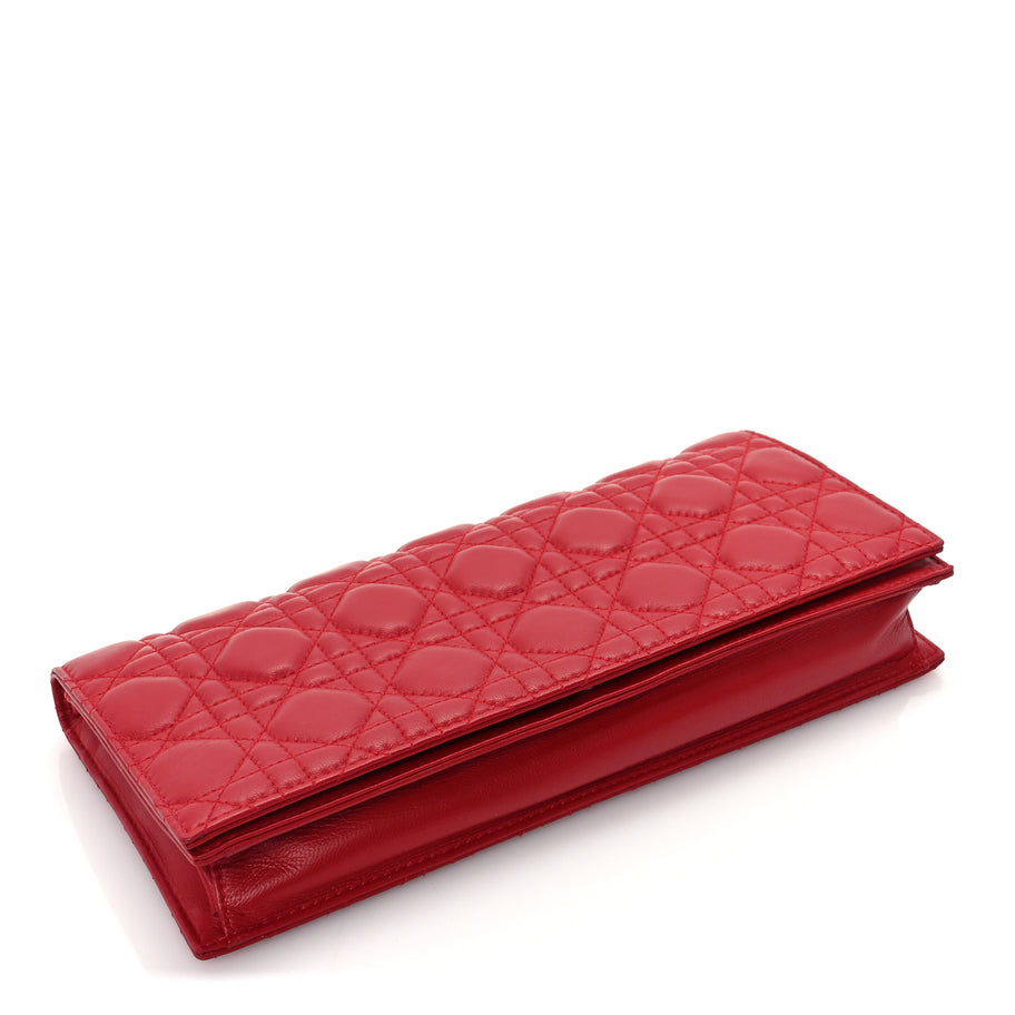 Christian Dior Lambskin Cannage Lady Dior Convertible Clutch Red Image 3