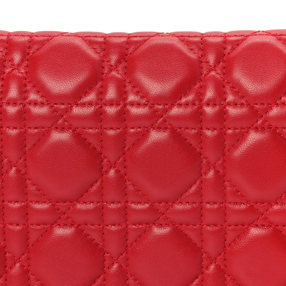 Christian Dior Lambskin Cannage Lady Dior Convertible Clutch Red Image 6