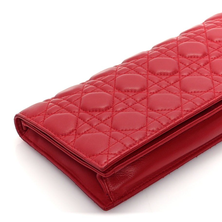 Christian Dior Lambskin Cannage Lady Dior Convertible Clutch Red Image 7