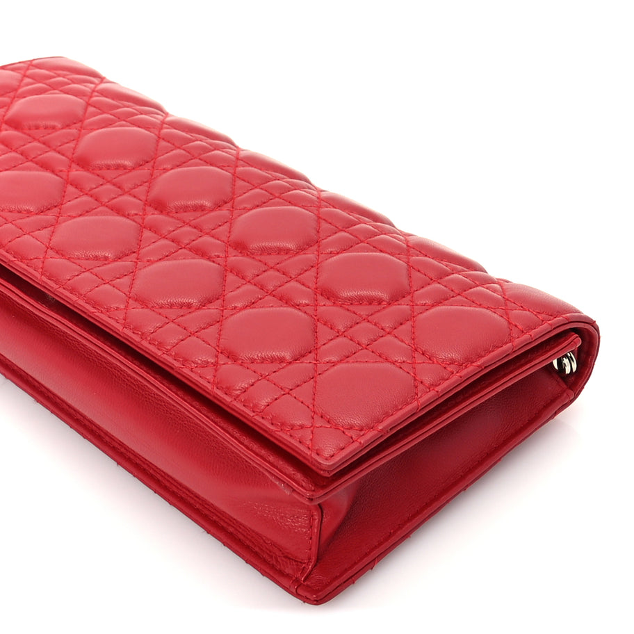 Christian Dior Lambskin Cannage Lady Dior Convertible Clutch Red Image 8