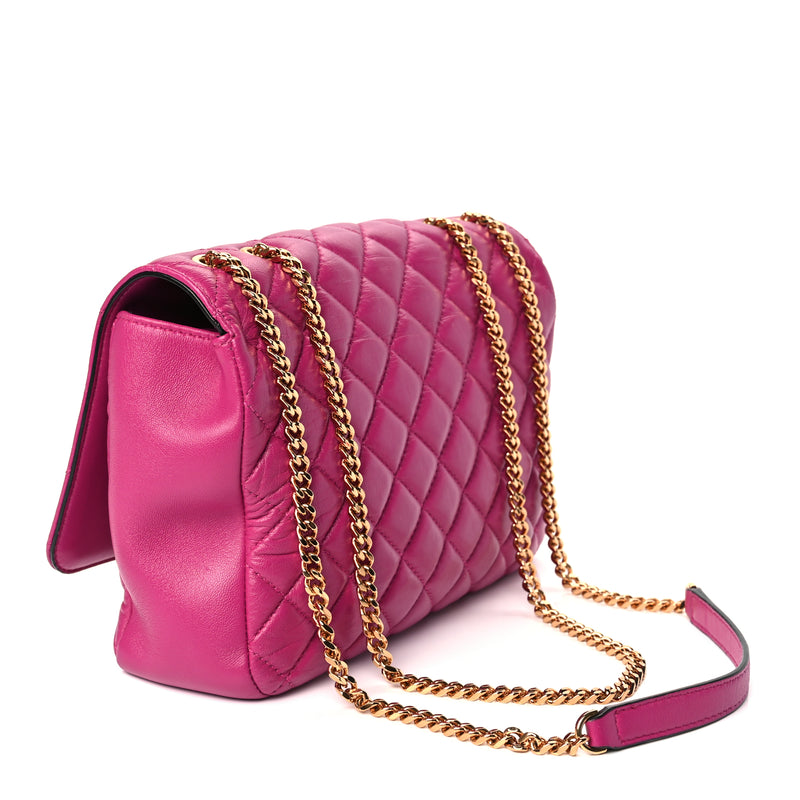  Versace Nappa Quilted Medusa Chain Crossbody Pink