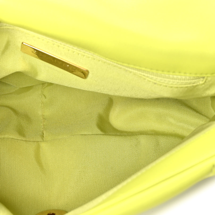 Chanel Shiny Lambskin Quilted Medium Chanel 19 Flap  Neon Yellow Image 4