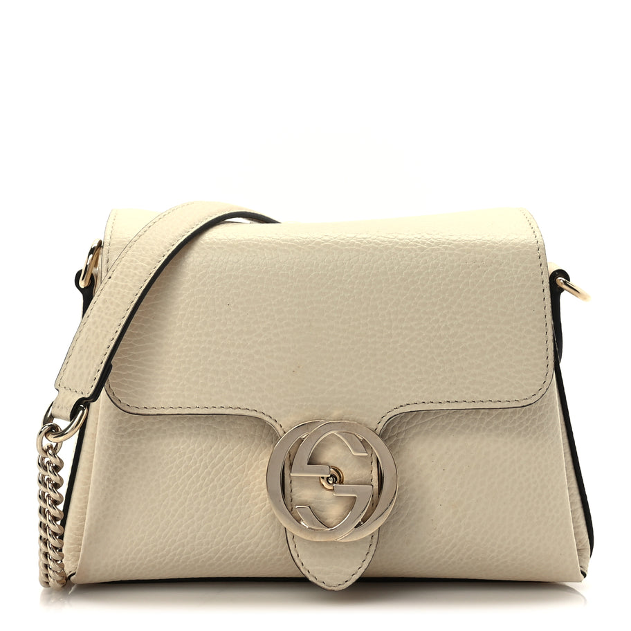 Gucci Dollar Calfskin Interlocking G Crossbody Bag Mystic White Image 1