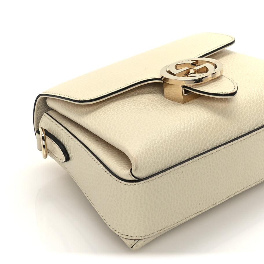 Gucci Dollar Calfskin Interlocking G Crossbody Bag Mystic White Image 7