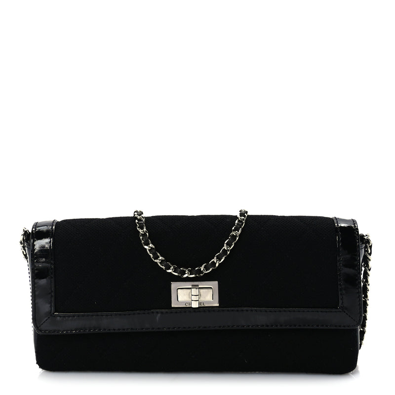  Chanel Jersey Patent Quilted 2.55 Reissue East West Flap Black