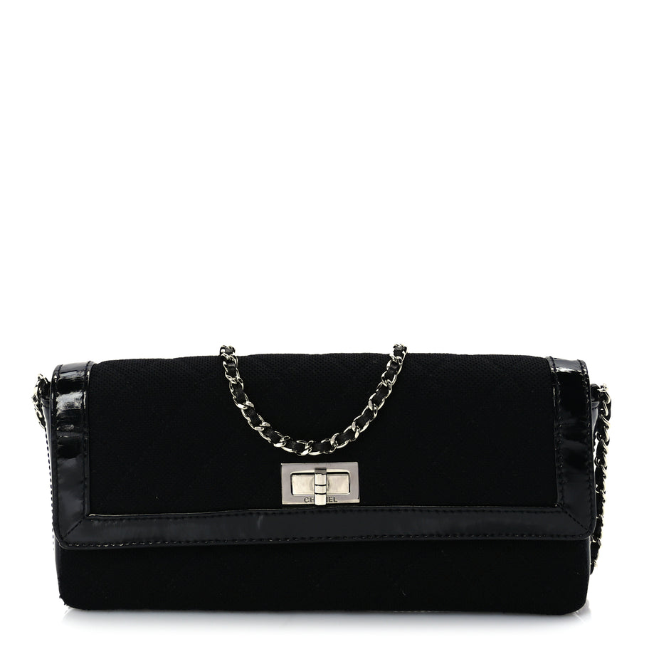 Chanel Jersey Patent Quilted 2.55 Reissue East West Flap Black Image 1