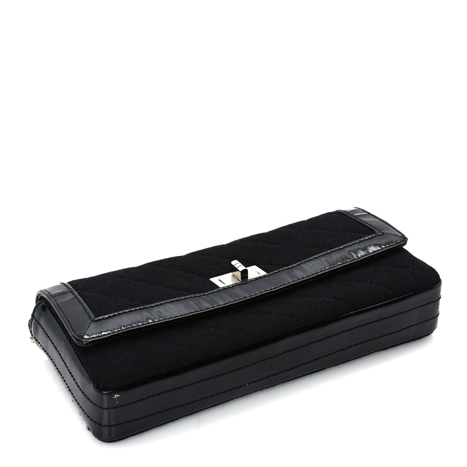 Chanel Jersey Patent Quilted 2.55 Reissue East West Flap Black Image 3