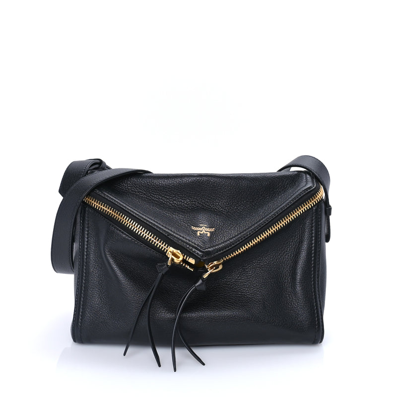  MCM Goatskin Diamant 3D Shoulder Bag  Black