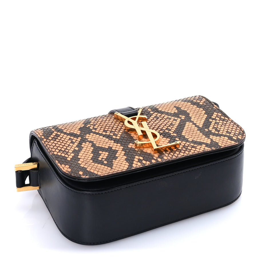 Saint Laurent Snakeskin Classic Small Monogram Universite Bag Black Image 3