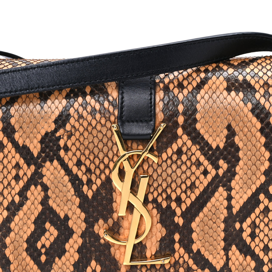 Saint Laurent Snakeskin Classic Small Monogram Universite Bag Black Image 6