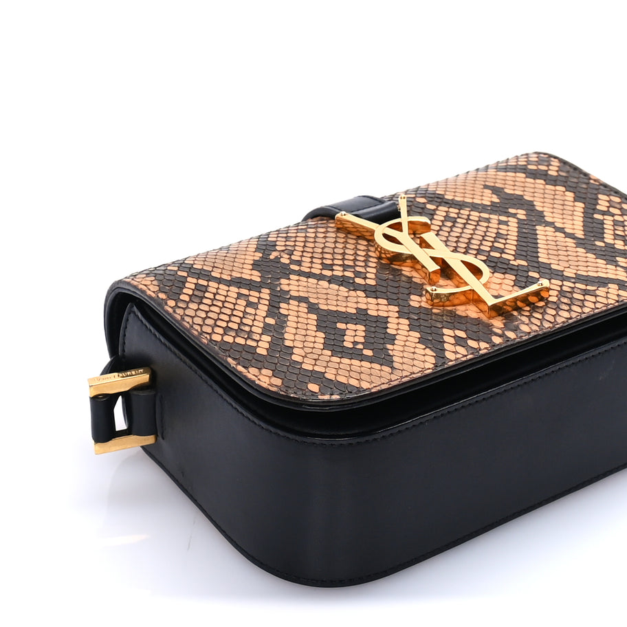Saint Laurent Snakeskin Classic Small Monogram Universite Bag Black Image 7