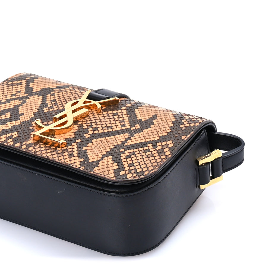 Saint Laurent Snakeskin Classic Small Monogram Universite Bag Black Image 8