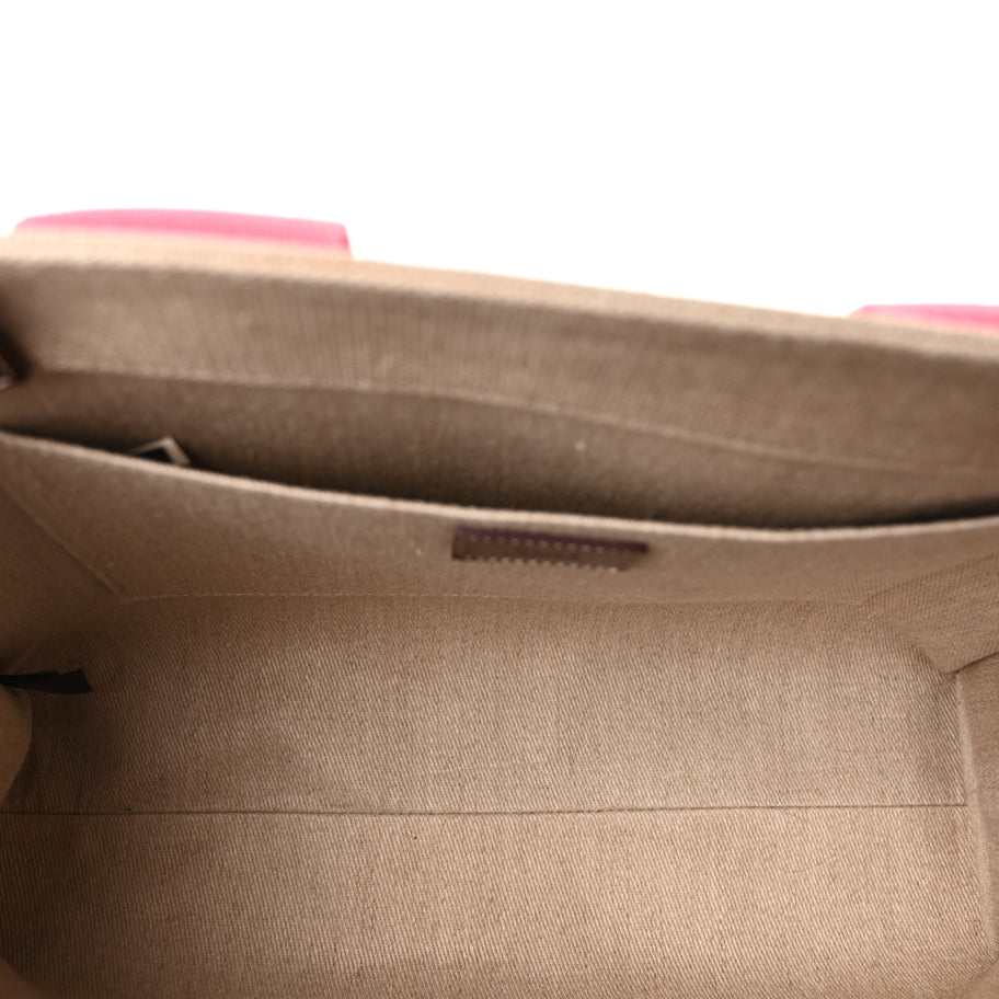 Chloe Linen Calfskin Medium Woody Ribbon Tote Pink Image 4