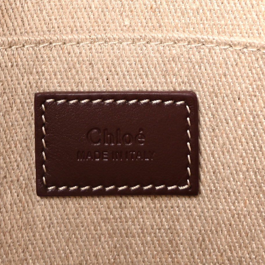 Chloe Linen Calfskin Medium Woody Ribbon Tote Pink Image 5