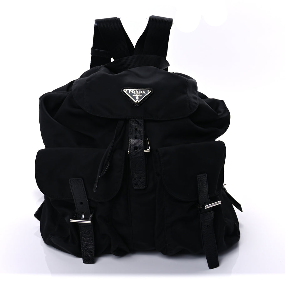 Prada Tessuto Nylon Saffiano Vela Medium Backpack  Black Image 1