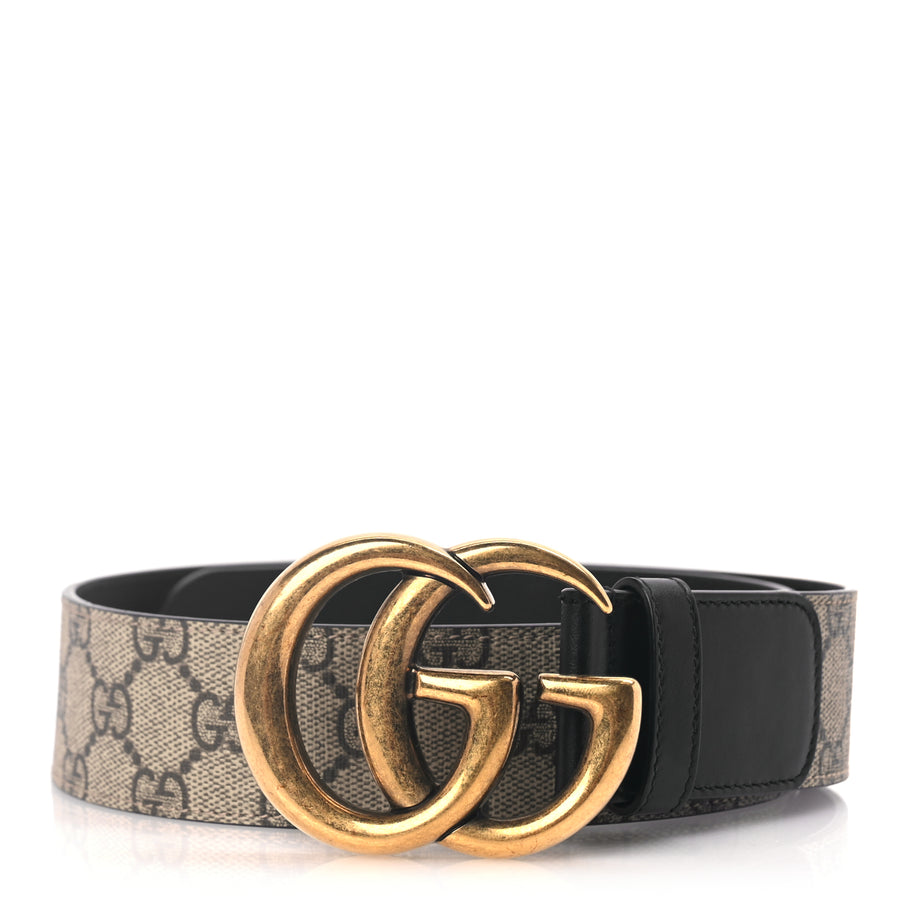 Gucci GG Supreme Monogram Matte Plutone Calfskin Double G 40mm Belt 70 28 Beige Ebony Black Image 1
