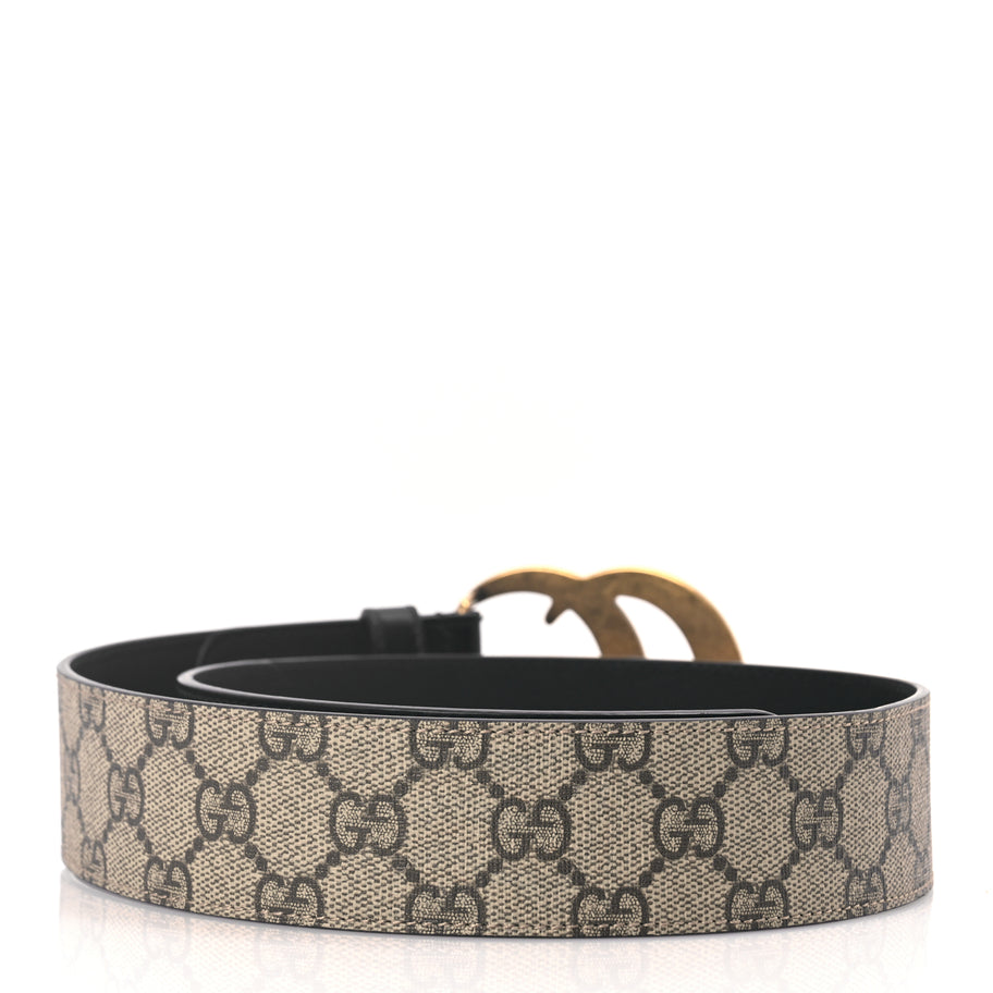Gucci GG Supreme Monogram Matte Plutone Calfskin Double G 40mm Belt 70 28 Beige Ebony Black Image 2