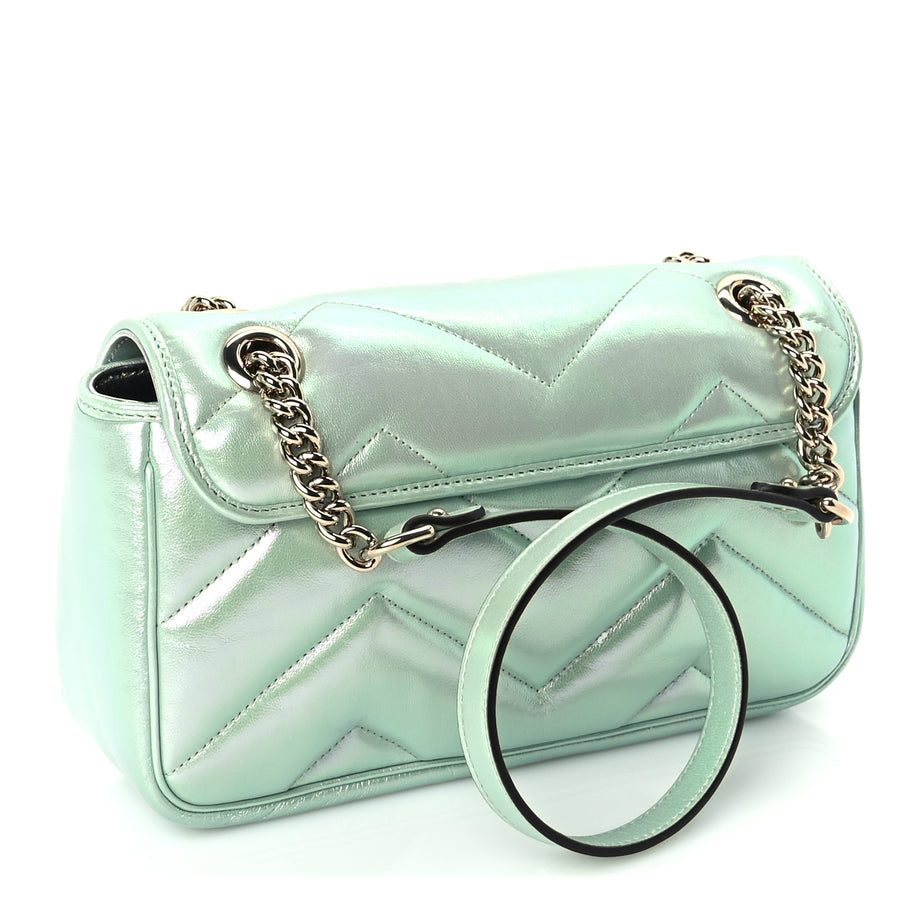 Gucci Iridescent Nappa Chevron Matelasse Small GG Marmont Shoulder Bag Iridescent Salvy Green Image 2
