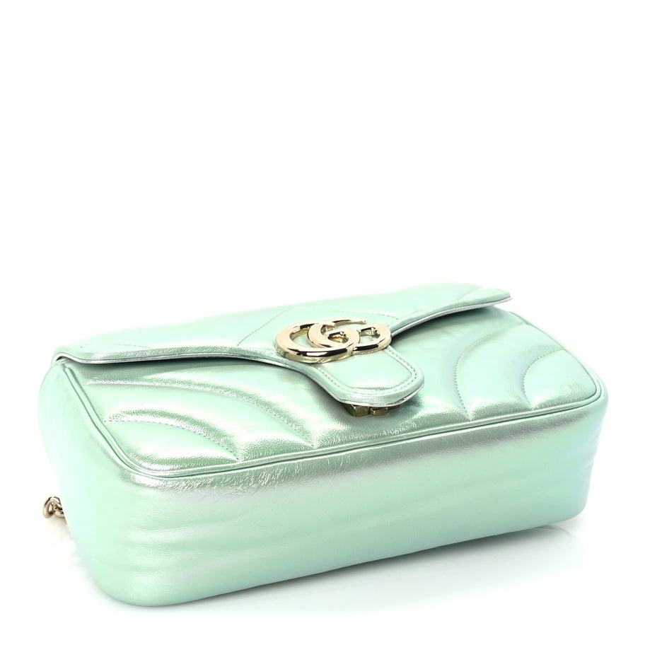 Gucci Iridescent Nappa Chevron Matelasse Small GG Marmont Shoulder Bag Iridescent Salvy Green Image 3