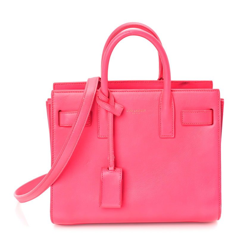  Saint Laurent Calfskin Nano Sac De Jour Lipstick Fuchsia