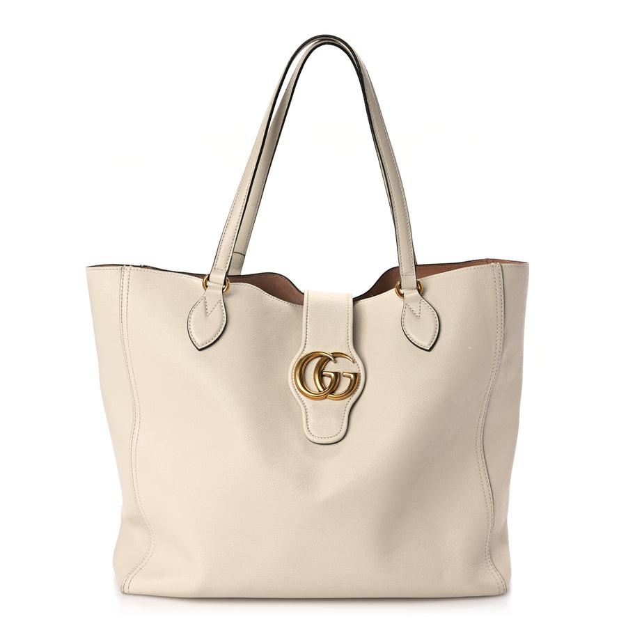 Gucci New Sakai Calfskin Lux Medium Dahlia Tote  Mystic White Image 1