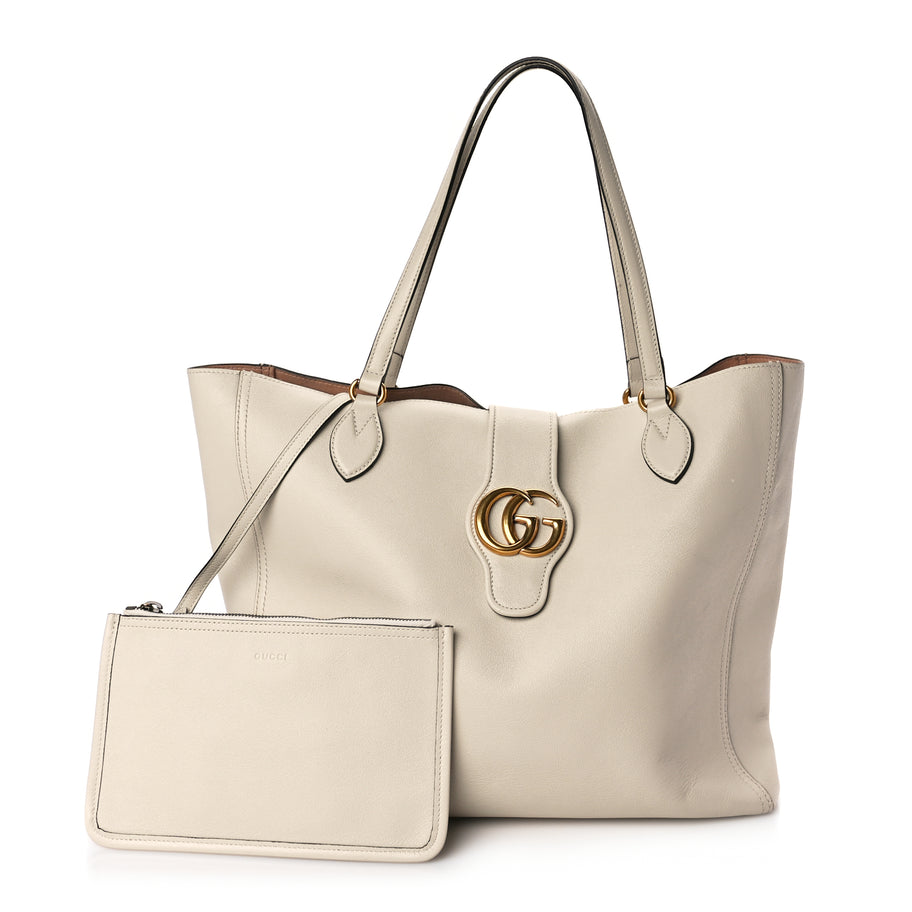 Gucci New Sakai Calfskin Lux Medium Dahlia Tote  Mystic White Image 2